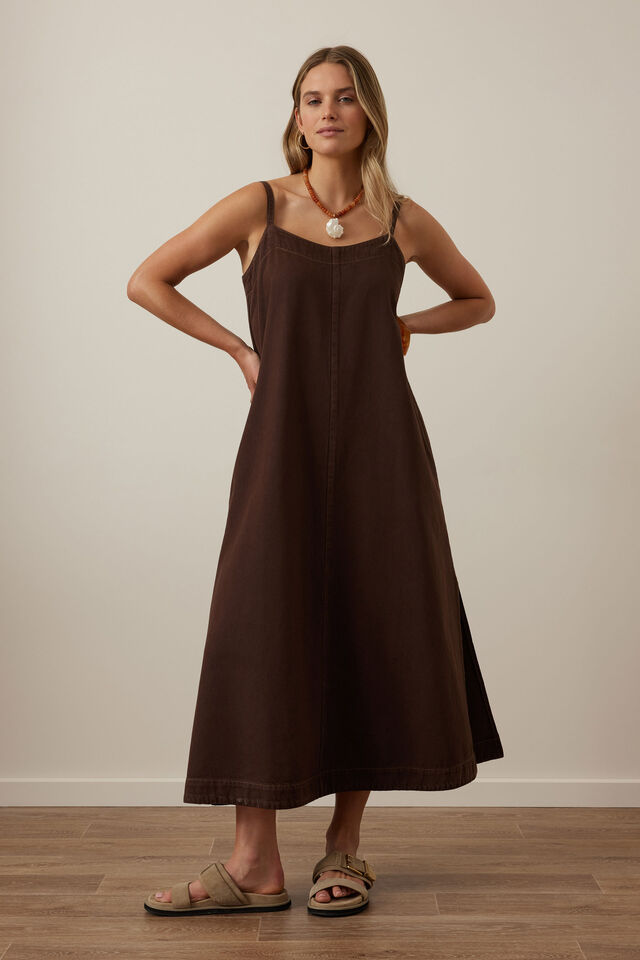 Remy Strappy Midi Dress, CHOCOLATE