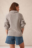 Slouchy Zip Knit, LIGHT GREY NEP - alternate image 3