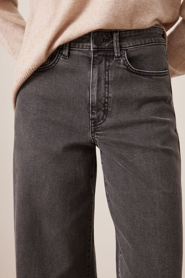 Evie Wide Leg Jean, WASHED BLACK