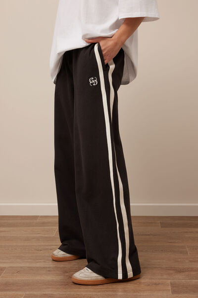 Gigi Wide Leg Terry Trackpant, PHANTOM SIDE STRIPE