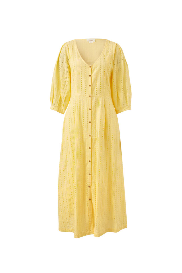 Sculptured Sleeve Midi Dress, SUNSHINE