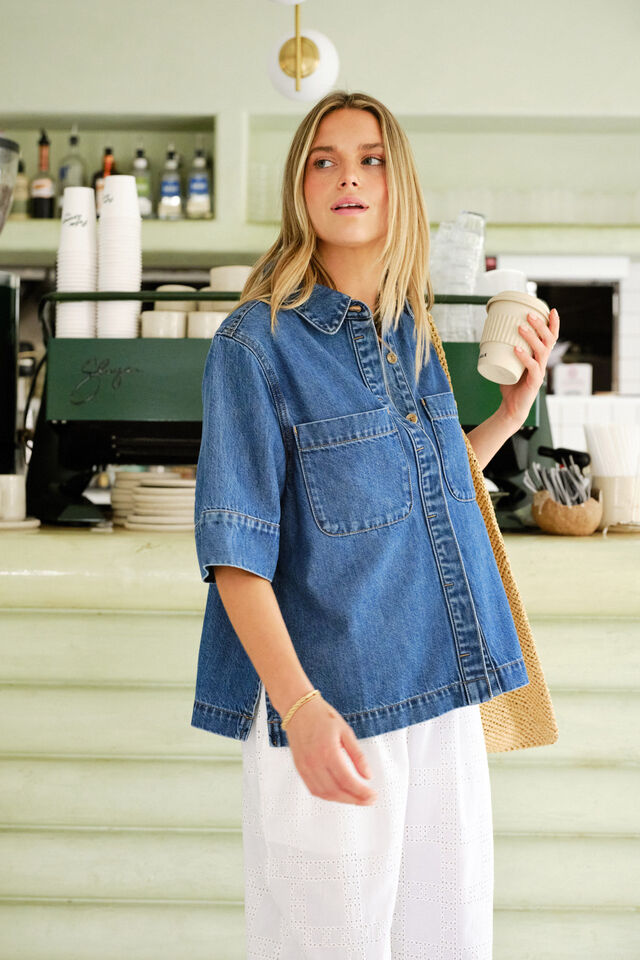Noa Short Sleeve Shirt, FRESH INDIGO