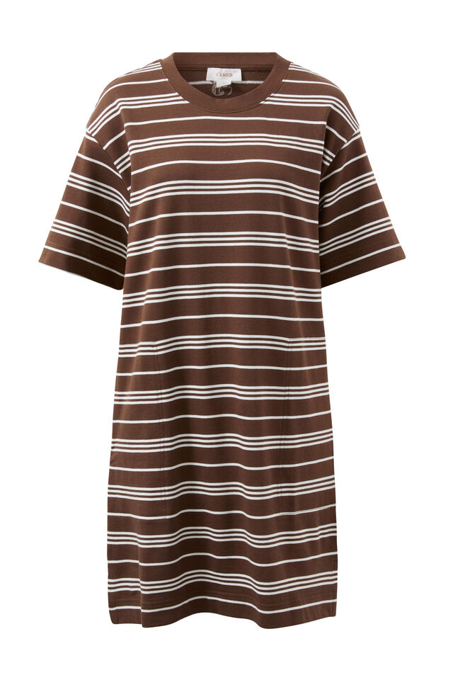Cleo Mini Terry Dress, CHOCOLATE WHITE STRIPE