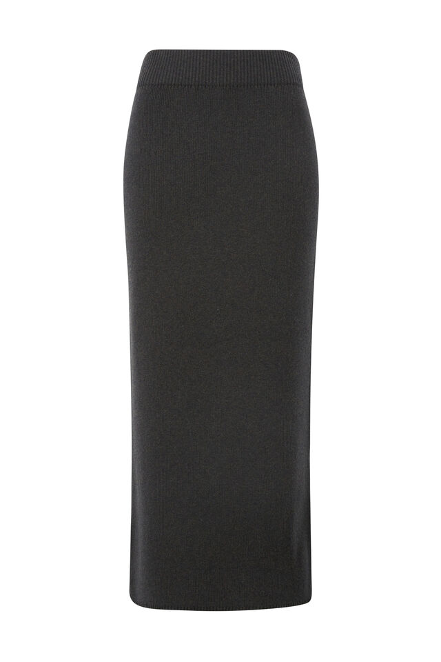 Soft Knit Maxi Skirt, BLACK