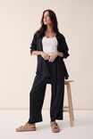 Satin Wide Leg Pant With Recycled Fibres, BLACK - alternate image 1