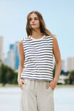 Sporty Terry Top, NEW NAVY STRIPE - alternate image 1
