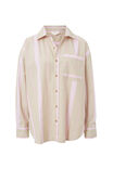 Oversized Poplin Shirt, STRING PINK STRIPE ORGANIC COTTON - alternate image 2