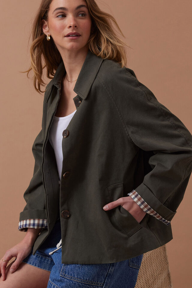 Pia Spring Coat, OLIVE