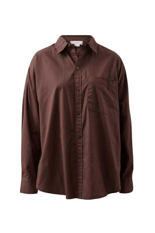 Peta Oversized Shirt, CHOCOLATE