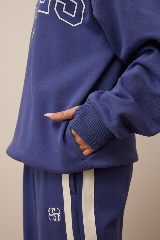 Isla Oversized Slouchy Crew, WASHED NAVY WHITE HERITAGE LOGO