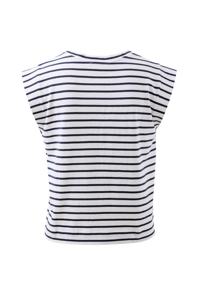 Extended Shoulder Tee, WHITE/FRENCH NAVY STRIPE