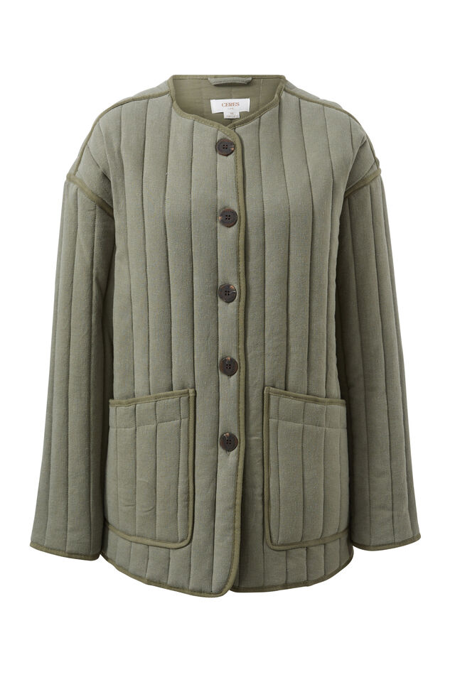 Comfy Quilted Jacket, MOSS GREEN