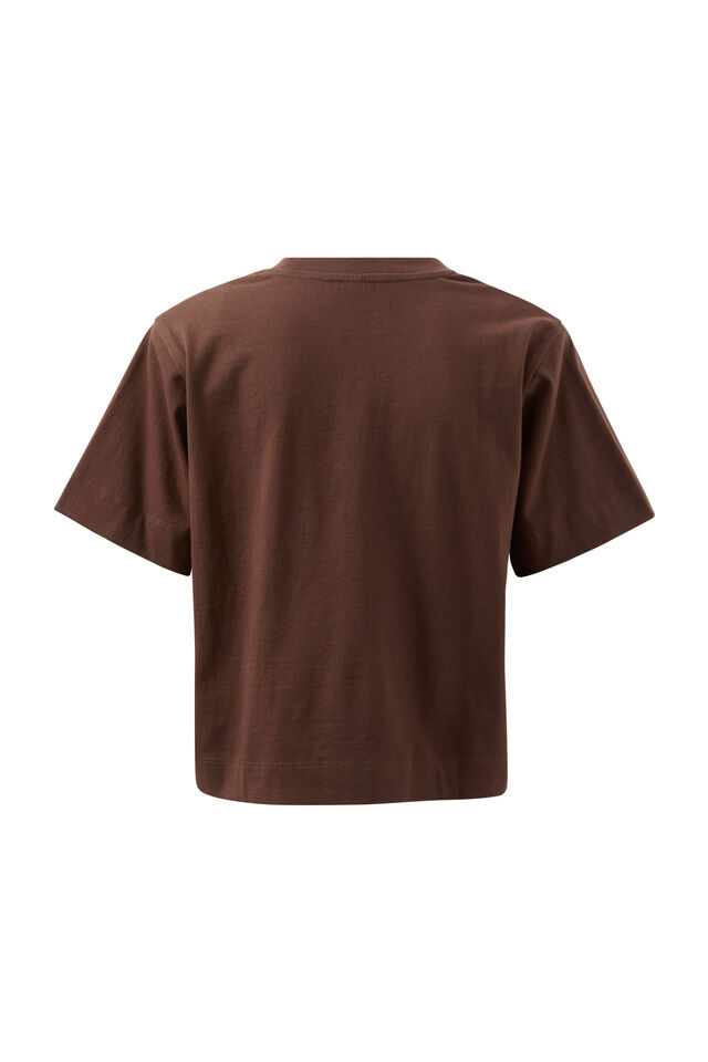 Boxy Shoulder Tee, CHOCOLATE