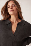 Collared Soft Knit, CHARCOAL MARLE - alternate image 5