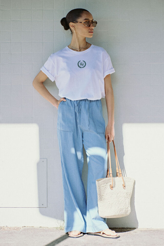 Relaxed Beach Pant, VINTAGE BLUE PINSTRIPE