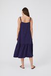 Satin Single Tier Midi Dress With Recycled Fibres, MIDNIGHT - alternate image 3