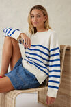 Boxy Knit With Embroidery, WINTER WHITE/BRIGHT BLUE STRIPE - alternate image 5