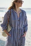 Crinkle Midi Dress, NAVY WHITE GINGHAM - alternate image 3
