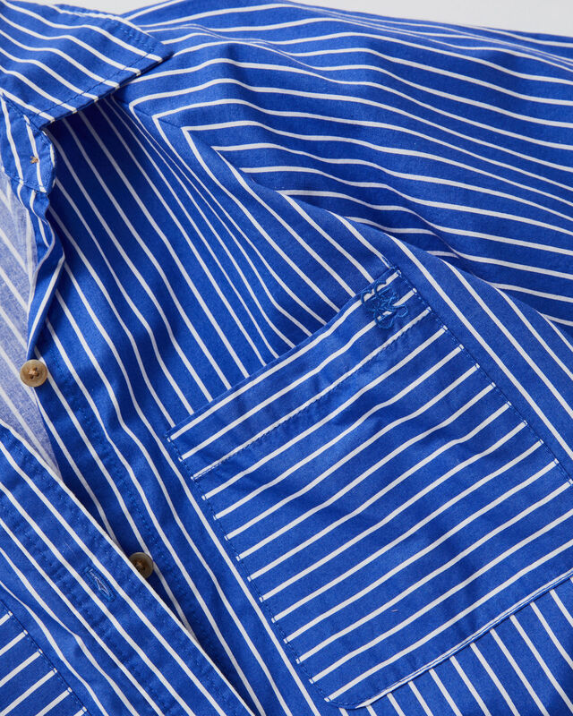 Jacqui Felgate Classic Shirt Dress, CLASSIC BLUE PRINTED STRIPE ORGANIC COTTON