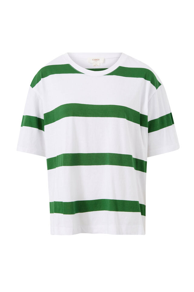 Stevie Slouchy Tee, WINTER GREEN BOLD STRIPE
