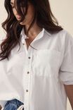 Oversized Poplin Shirt In Organic Cotton, WHITE - alternate image 4
