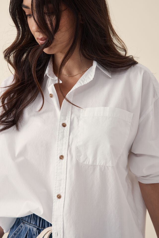 Poplin Shirt In Organic Cotton, WHITE