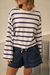 Beau Tie Slouchy Tee, WHITE/POLO CHOC STRIPE - example image 4