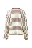 Beau Long Sleeve Slouchy Tee, MILK/BRUNETTE BROWN STRIPE - alternate image 3