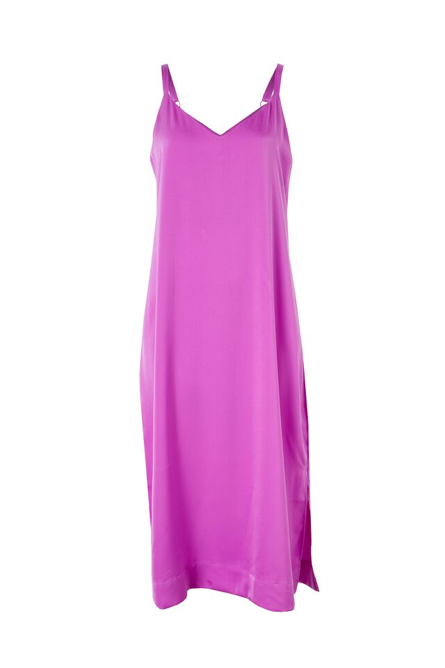 Satin Slip Dress With Recycled Fibres, MAGENTA