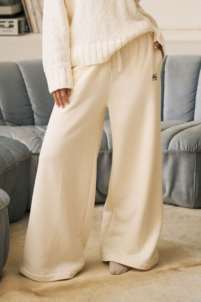 Ivy Wide Leg Trackpant, MARSHMALLOW
