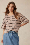 Short Sleeve Wavy Stripe Knit, STRING/PHANTOM STRIPE - alternate image 6