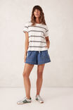 Stevie Slouchy Split Hem Tee, VANILLA/PHANTOM DOUBLE STRIPE - alternate image 5
