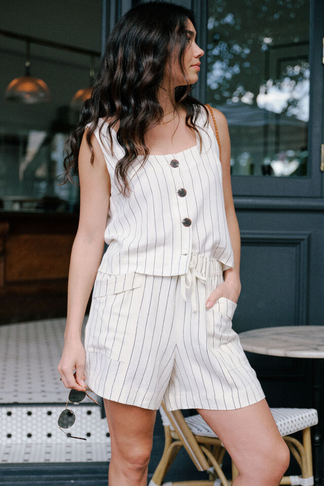 Square Neck Shell Top, PINSTRIPE