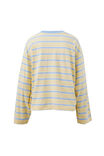 Beau Long Sleeve Slouchy Tee, BUTTER/CHINA BLUE STRIPE - example image 3