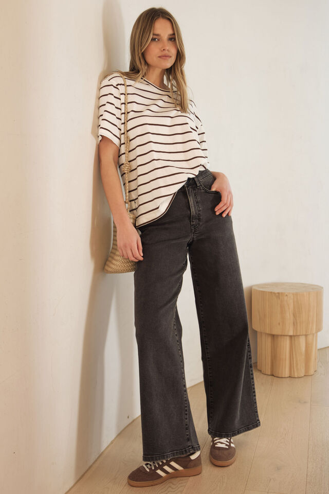 Evie Wide Leg Jean, WASHED BLACK