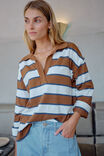 Shelby Slouchy Rugby Top, TOFFEE/WHITE/HERITAGE NAVY - alternate image 7