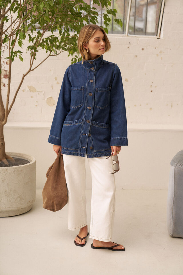 Tilda Funnel Neck Shacket, MIDNIGHT