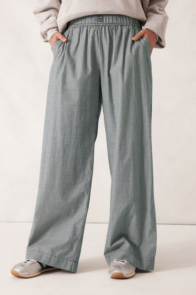 The Lounge Pant, GREEN WHITE NARROW STRIPE
