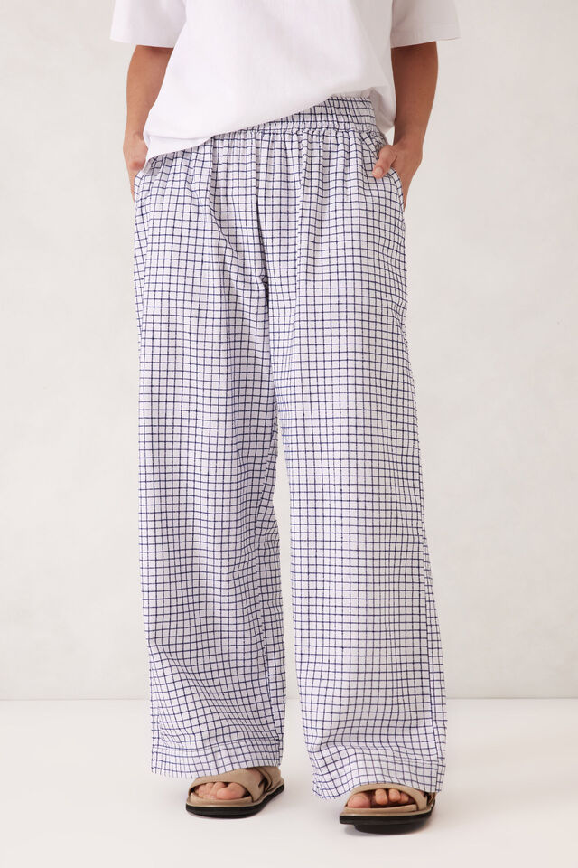 The Lounge Pant, WHITE NAVY CHECK