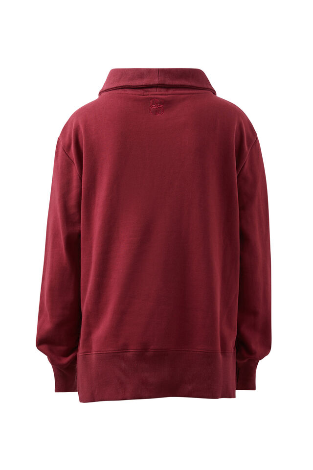 Isabella Half Zip Sweat, BURGUNDY