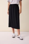 Satin Slip Skirt With Recycled Fibres, BLACK - alternate image 4