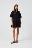 Twill Dress With Tier In Rescue Cotton, BLACK - alternate image 3