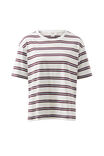 Stevie Slouchy Split Hem Tee, VANILLA/WINE RETRO STRIPE - alternate image 2