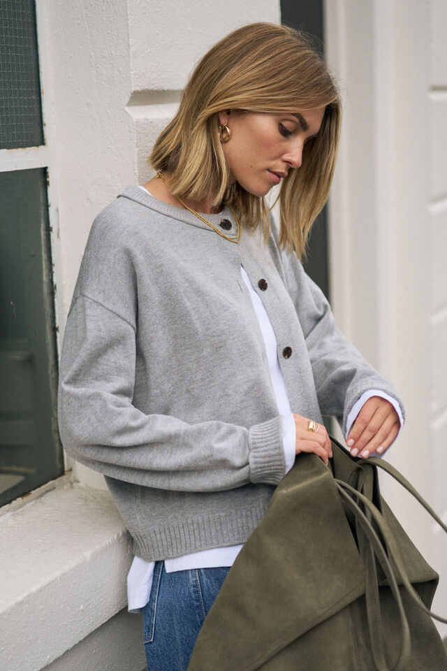 Pippa Long Sleeve Knit Cardi, GREY MARLE