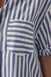 Rolled Cuff Mini Shirt Dress, WHITE NAVY STRIPE - alternate image 5