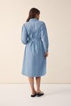 Long Sleeve Denim Midi Dress, VINTAGE BLUE WASH - alternate image 4