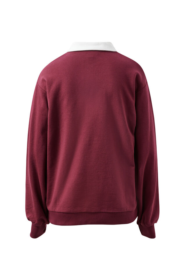 Wren Rugby Sweat, WASHED BURGUNDY WHITE HERITAGE LOGO
