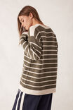 Relaxed Crew Tunic, SOFT OLIVE/ECRU STRIPE - alternate image 3
