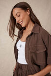 Short Sleeve Boxy Shirt, MOCHA TWILL - alternate image 7