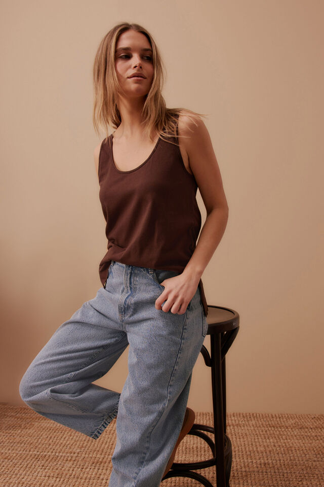 Bloom Slouchy Scoop Tank, CHOCOLATE